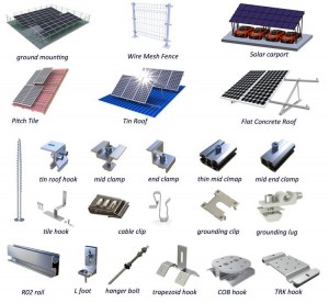 Suportes de montagem de painel solar ajustáveis ​​usados ​​para telhados/carport/BIVP