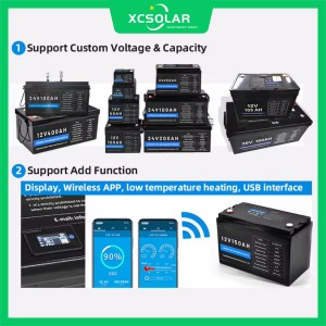 XCSOLAR 25.6V 100AH ​​Lithium iron Phosphate Battery